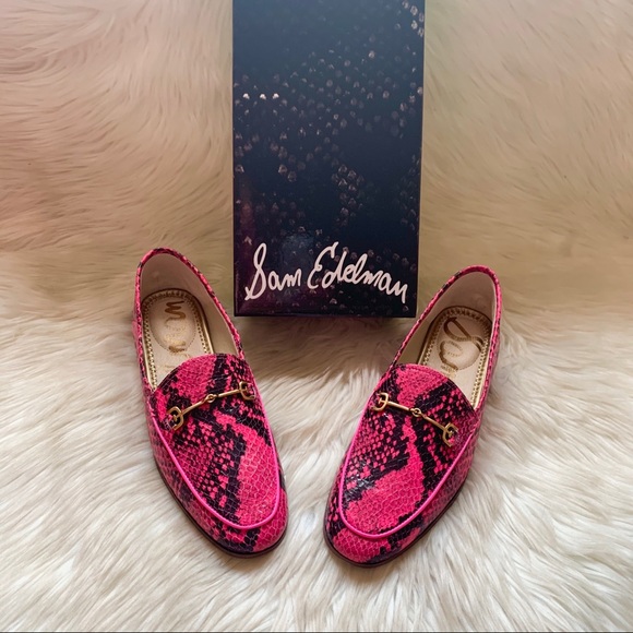 New! SAM EDELMAN Lorain Snakeskin Neon Loafers - Picture 2 of 9